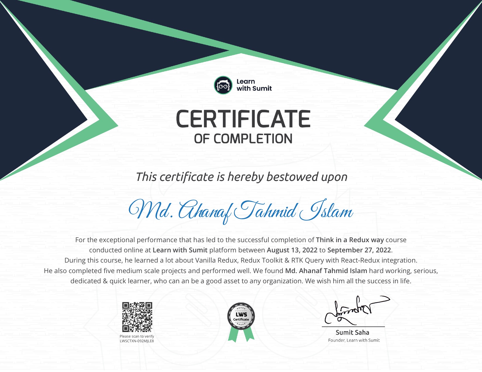 Course Certificate