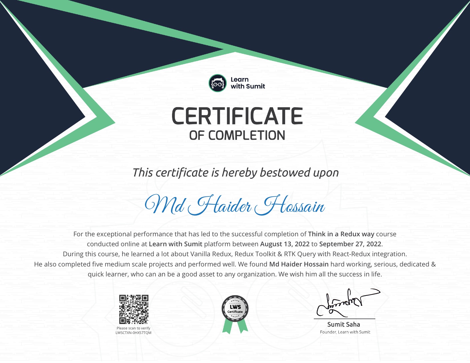 Course Certificate