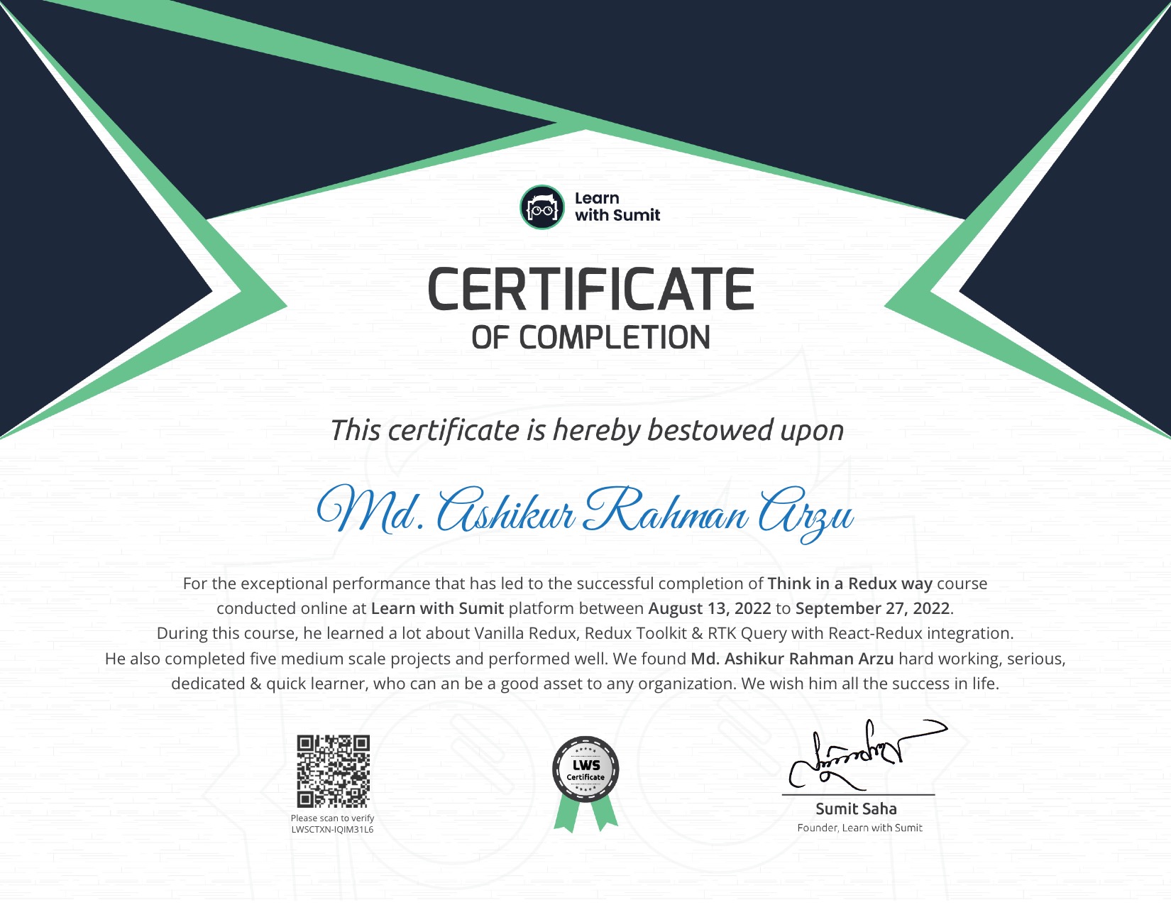 Course Certificate