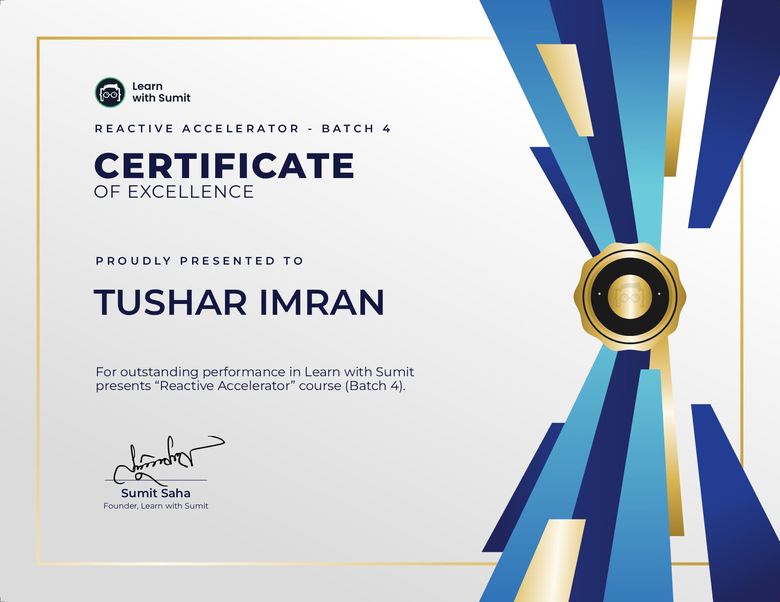 Excellence Certificate