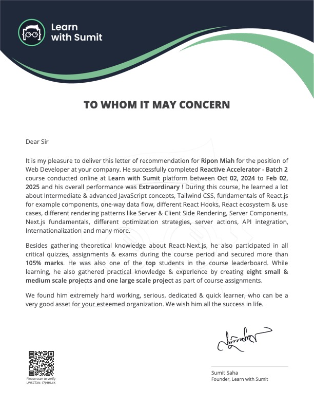 Recommendation Letter