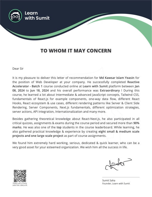 Recommendation Letter