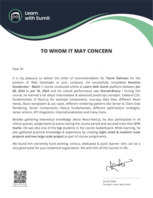 Recommendation Letter