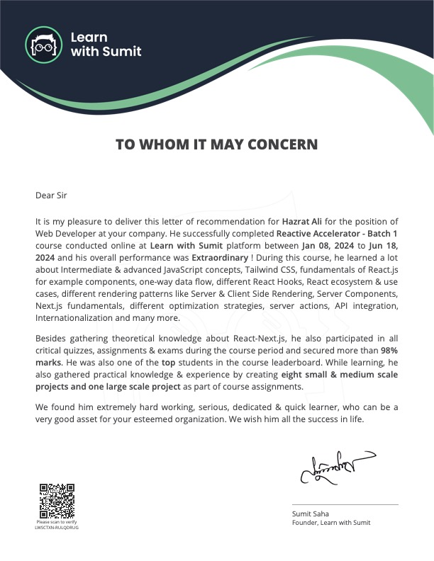 Recommendation Letter