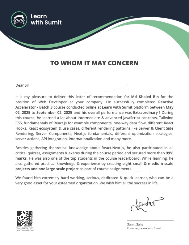 Recommendation Letter